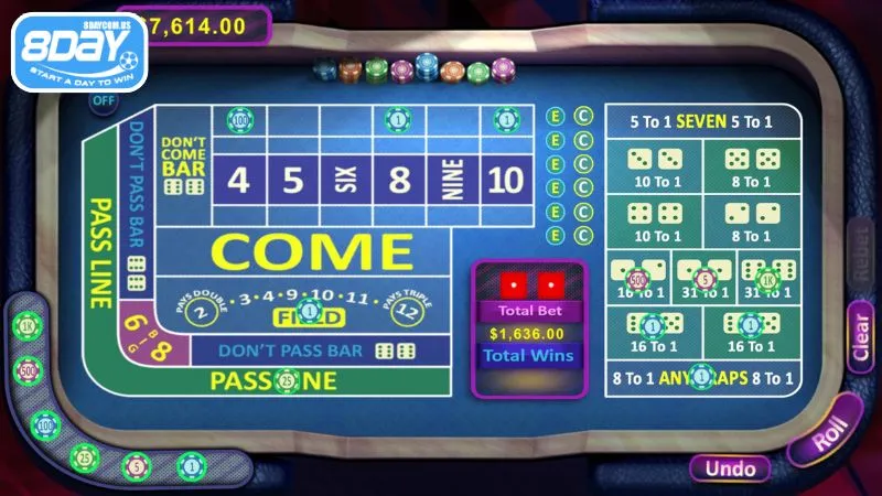 Craps 8Day - Hướng dẫn cách chơi nhận thưởng lớn tại 8Day 5 Đa dạng cửa cược hấp dẫn khi chơi xúc xắc tại 8Day