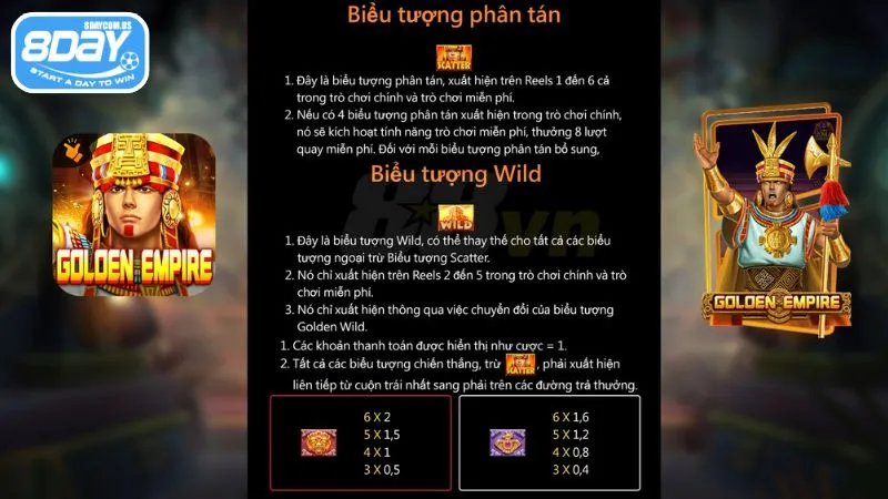 Nổ hũ Đế Vương 8Day - Đồ hoạ 3D bắt mắt, Jackpot siêu khủng 5 Đa dạng tính năng hấp dẫn trong game slot Đế Vương