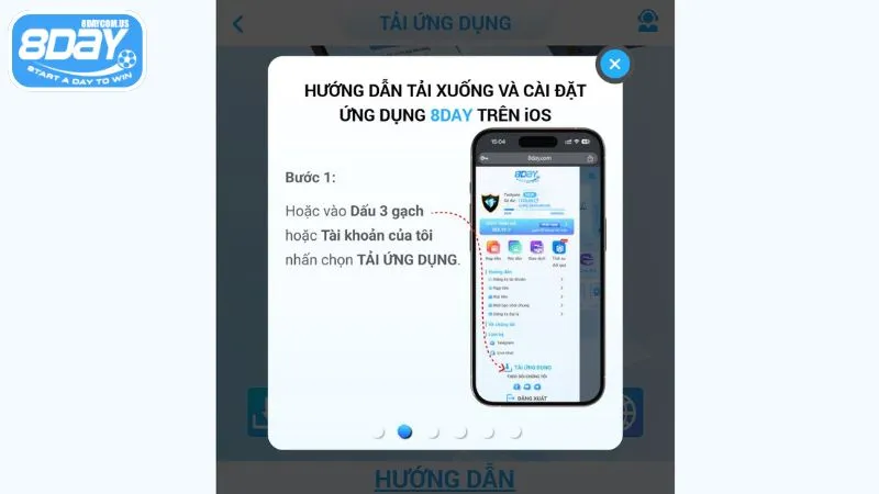 Tải app 8Day - Trải nghiệm cá cược đỉnh cao trên điện thoại 3 Tải ứng dụng 8Day cho hệ điều hành iOS nhanh chóng