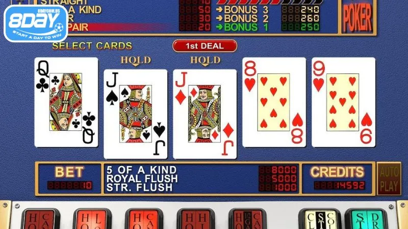 Video Poker - Trải nghiệm phiên bản mới cực hấp dẫn tại 8Day 3 Trò chơi có nhiều biến thể cực hấp dẫn và mới lạ